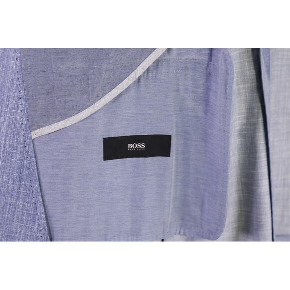 Hugo Boss Current Light Blue Wool Linen 2-Btn Blazer Jacket 42L - Picture 8 of 11